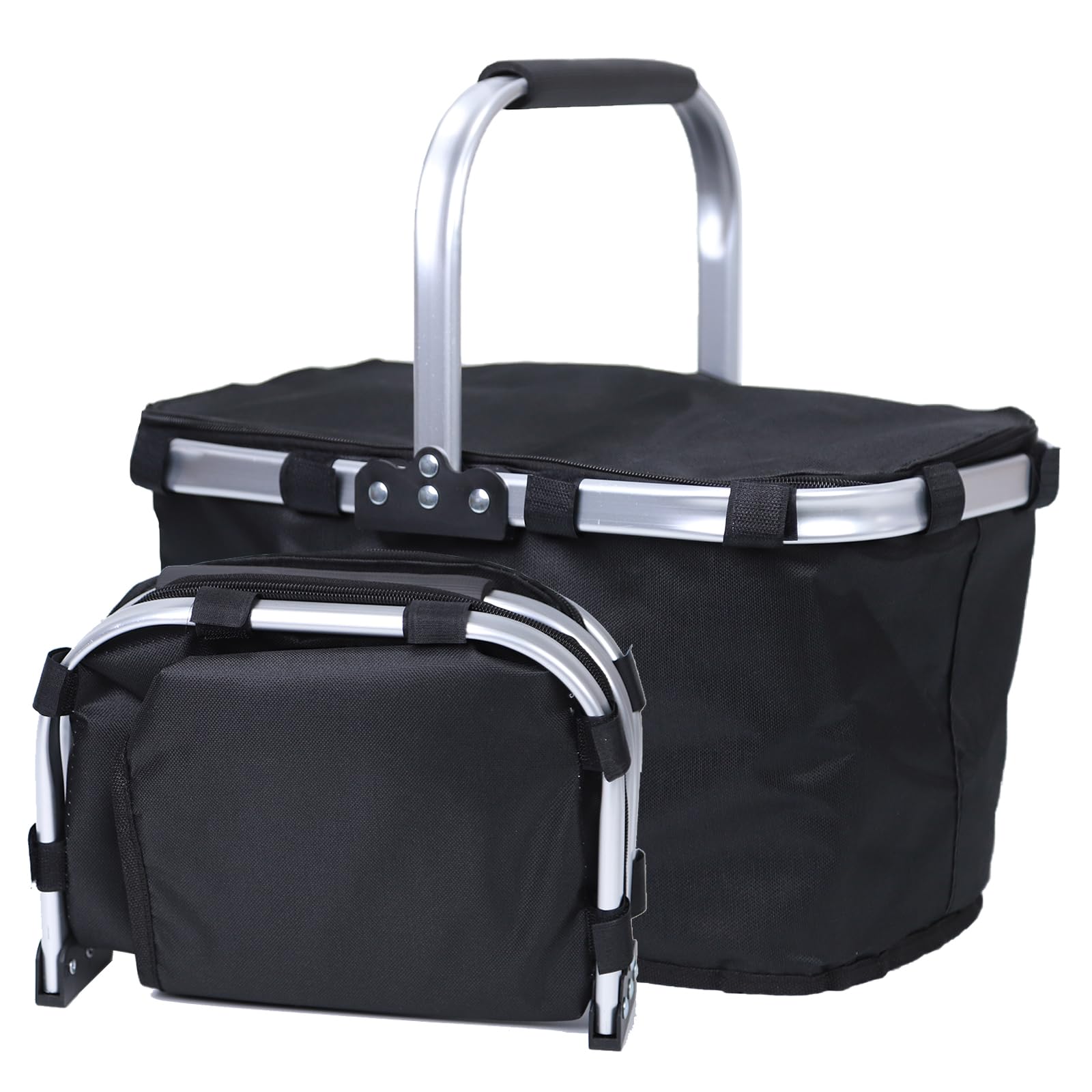 

GIORSEN Insulated Cooler Durable Aluminum with Soft Cooler Box for Beach Sports Day Gift W x 28cm D x 22cm Basket, Foldable, 30-Liter Capacity, чорний
