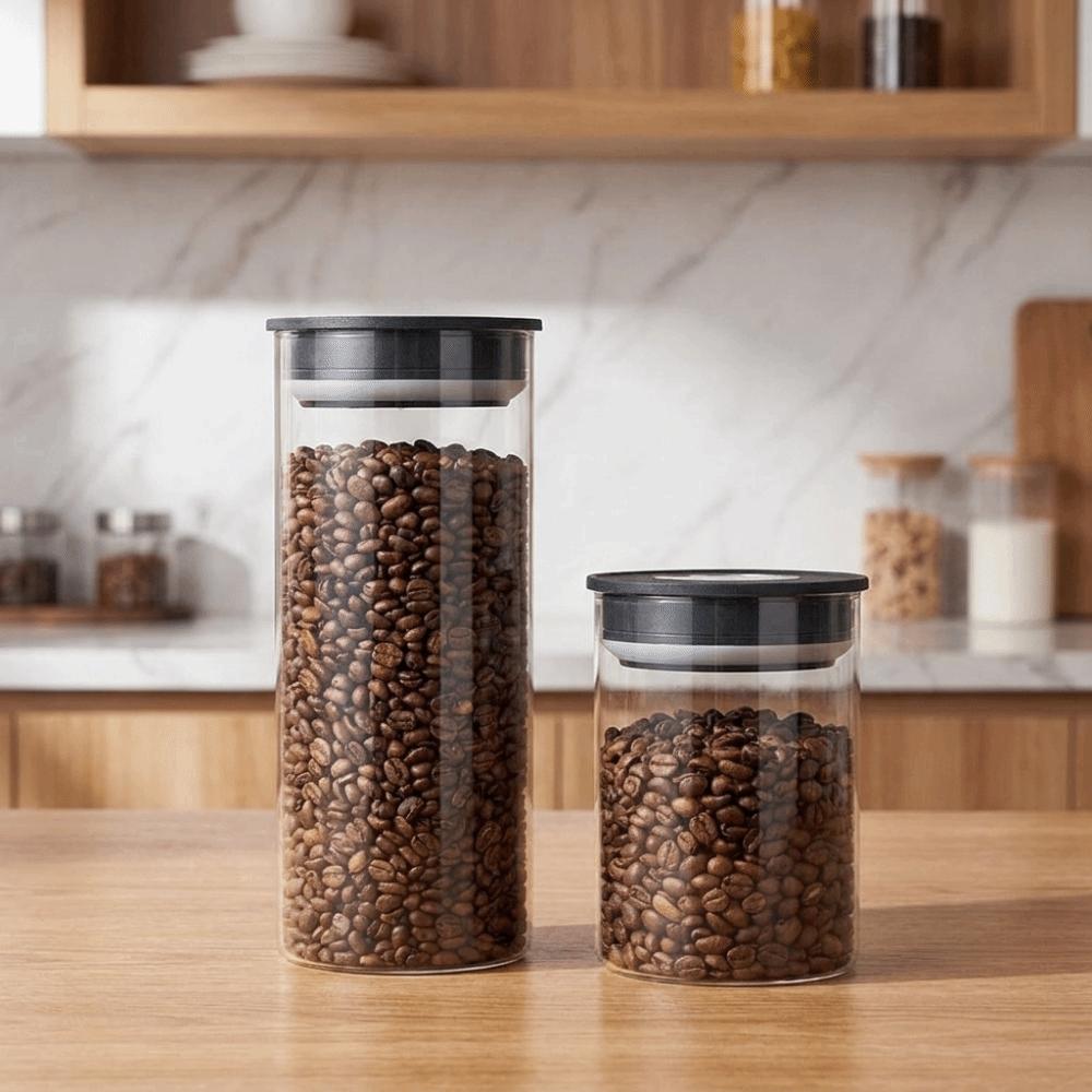 Press Type Vacuum Coffee Canisters Glass Tea Storage Container Food Storage Jar Grain Storage