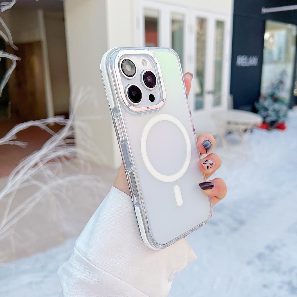 For iPhone 16 Pro Case Compatible with MagSafe Color Changing TPU Acrylic Phone Back Cover