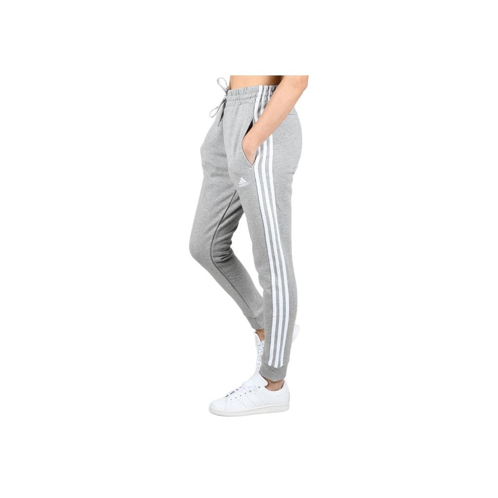 Adidas Side Three Stripes Lace-Up Cuffed Retro Knitted Sports Pants Women Pants Gray IC9922
