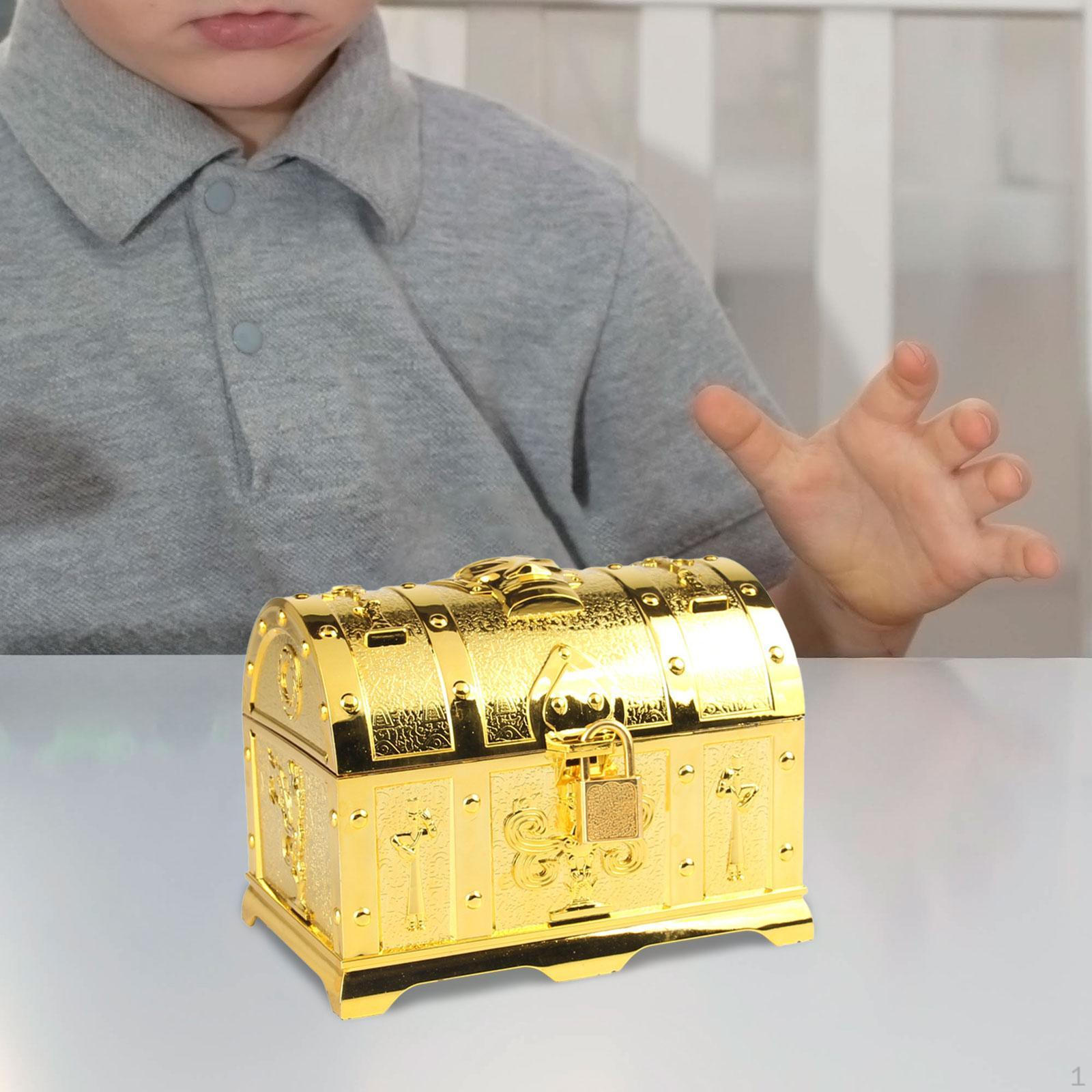 Пиратский сундук с сокровищами приключенческая коробка с замком и ключом 14cmx10cmx105cm_Gold 1440₽