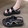 2025 Popular Sandals New Fashion Fairy Word with Sandals Pearl Outer Wear Soft-soled Casual Women's Shoes
