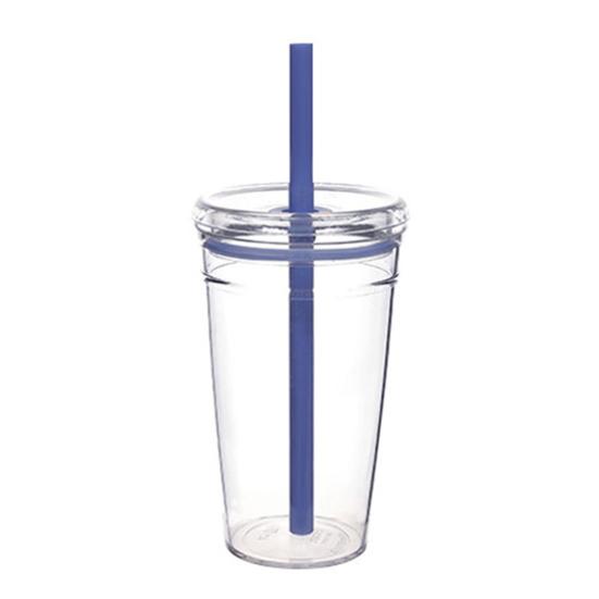 Transparent Tritan Straw Tumbler 16oz Colorful Coffee Cup with Lid Cute Leak-Proof Sippy Cup for Iced Coffee Tea Juice Milk