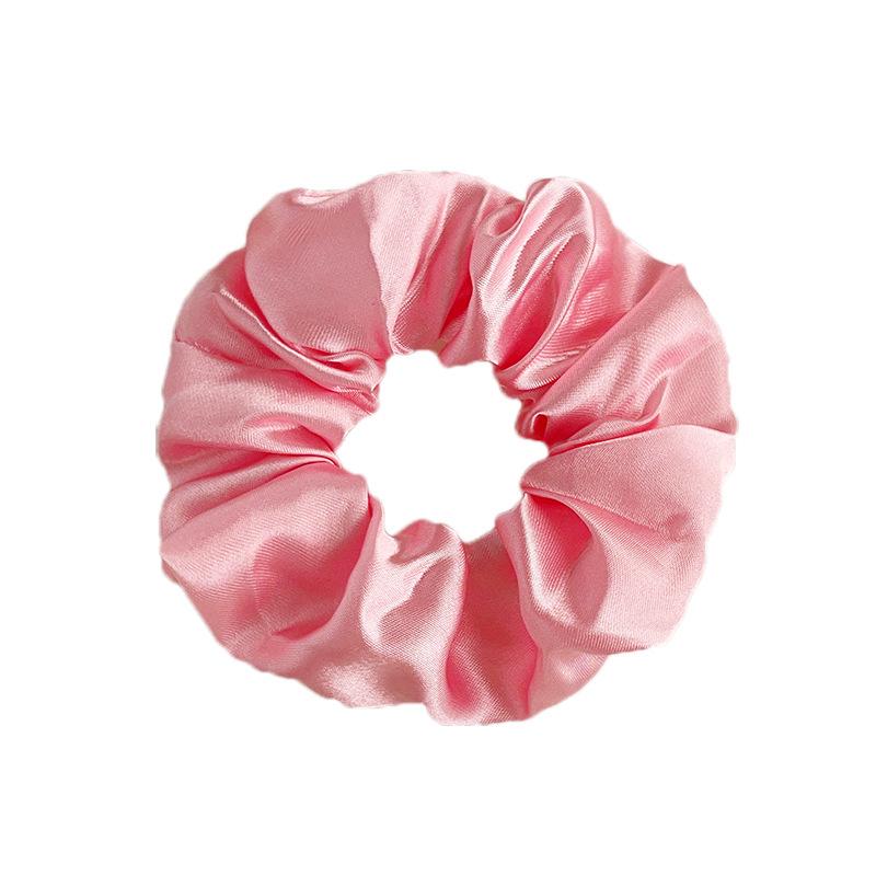 Satin Pink Scrunchies: Solid Color Hair Ties and Ponytail Holders