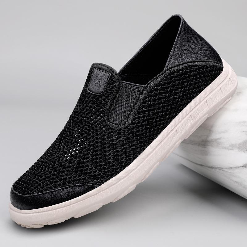 Summer Hollow Out Loafers Men Casual Shoes Breathable Mesh Man Moccasins Men's Sneakers Slip On Flats Large Size Driving Shoes