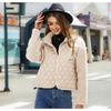 New Fuzzy Zip Up Cardigan Women's Fall Winter Jacket, Long Sleeve Plush Splicing Casual Outerwear, European American Style