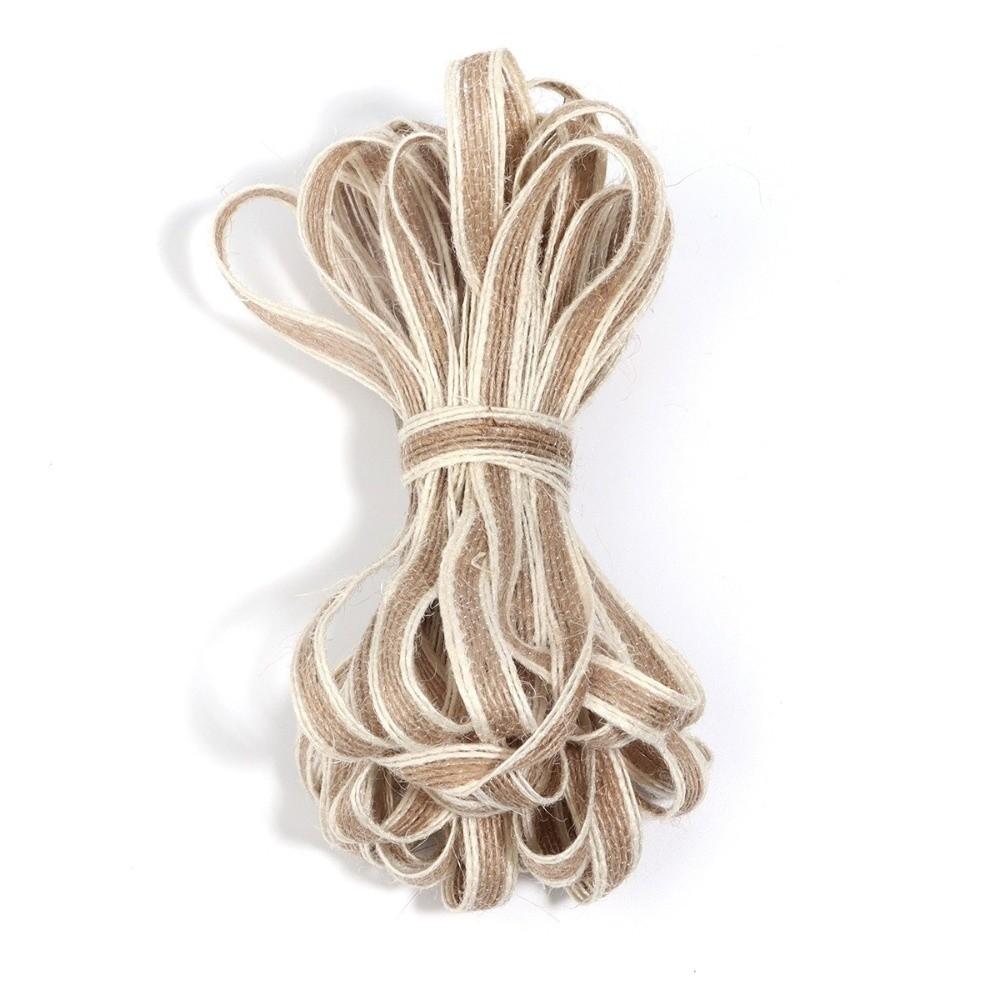 New White Edge Jute Rope Linen DIY Burlap Ribbon Natural Color Linen Webbing Gift Packing