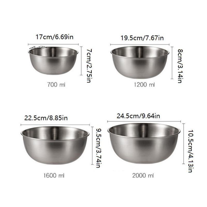 Stainless Steel Silver Salad Bowl Rice Noodles Lamian Noodles Bowl Kitchen Tableware Food Container
