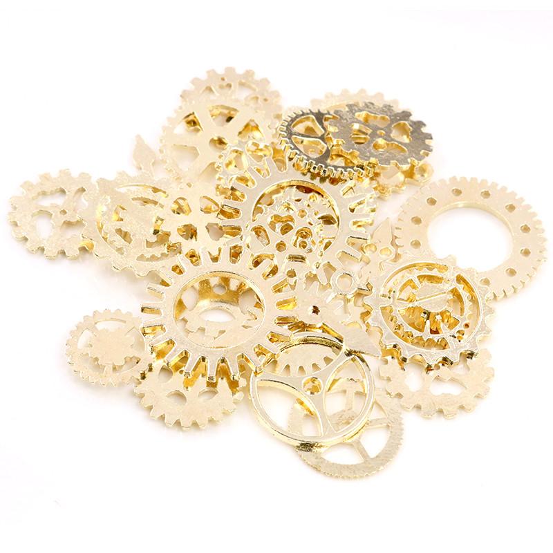 Mix 50pcs Vintage Gear Steampunk Charms Pendant Antique Bronze 8 Colors Fit Bracelets Necklace DIY Metal Jewelry Making