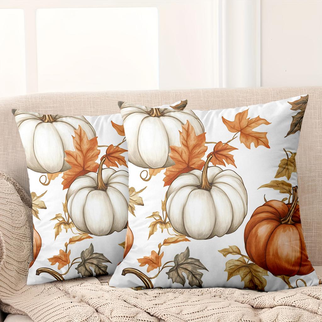1 pieces -2D flat printing Autumn Pumpkins And Leaves Patterned Cushions Polyester pillowcase, sofa decorative cushion cov