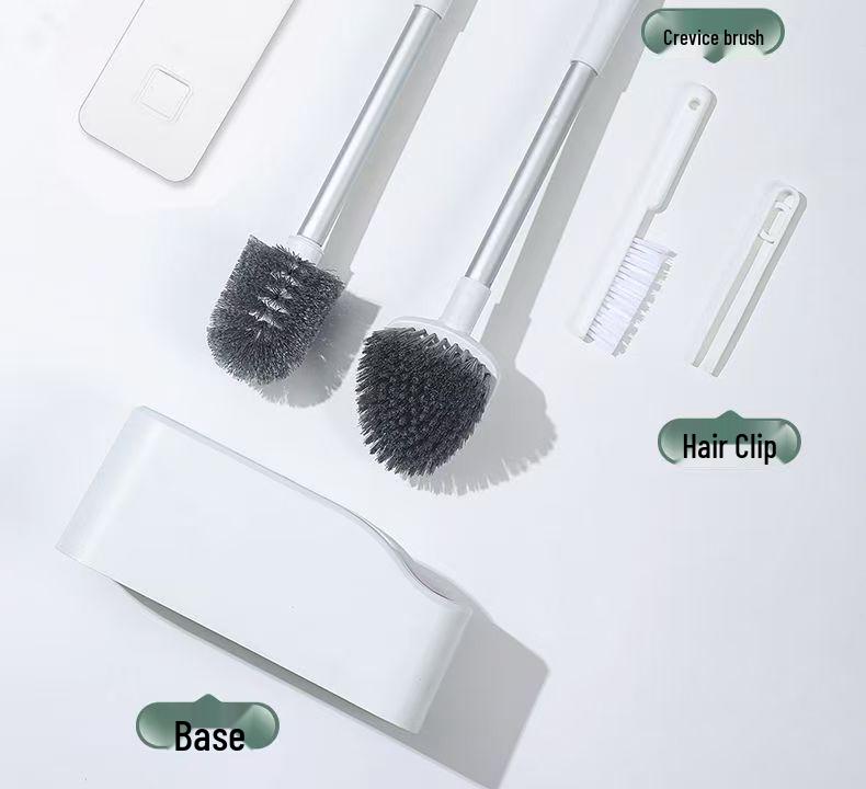Four-Piece Wall-Mounted Toilet Brush Set for Bathroom Cleaning
