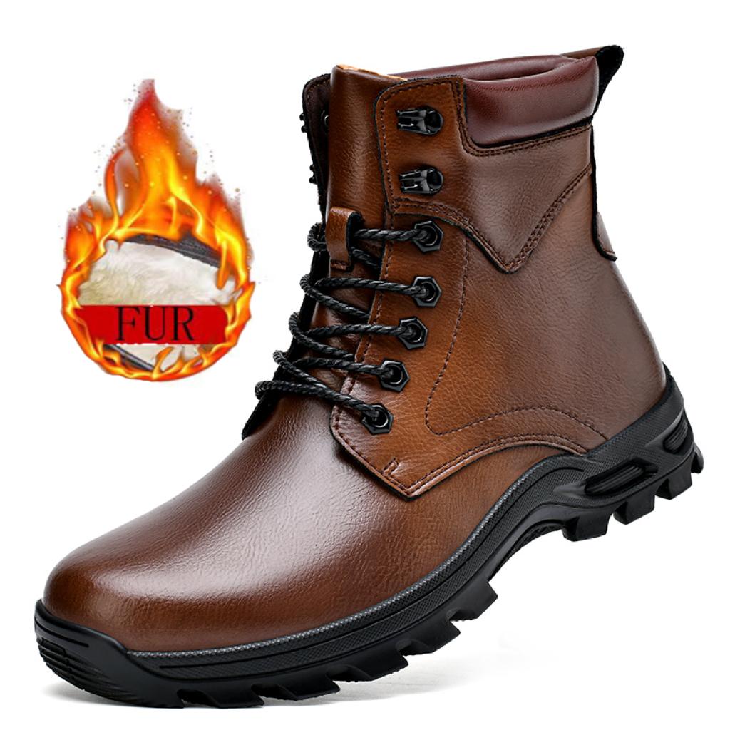 

Черные кожаные ботинки для мужчин, зимние ботинки, водонепроницаемые короткие ботинки на шнуровке, для спорта на открытом воздухе, ходьбы, альпинизма, путешествий 47