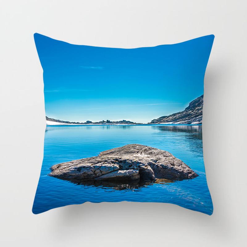 Natural Landscape Printing Pillowcase Sofa Car Decoration Office Seat Cushion Cover Room Bedside Home Decoration 45x45cm
