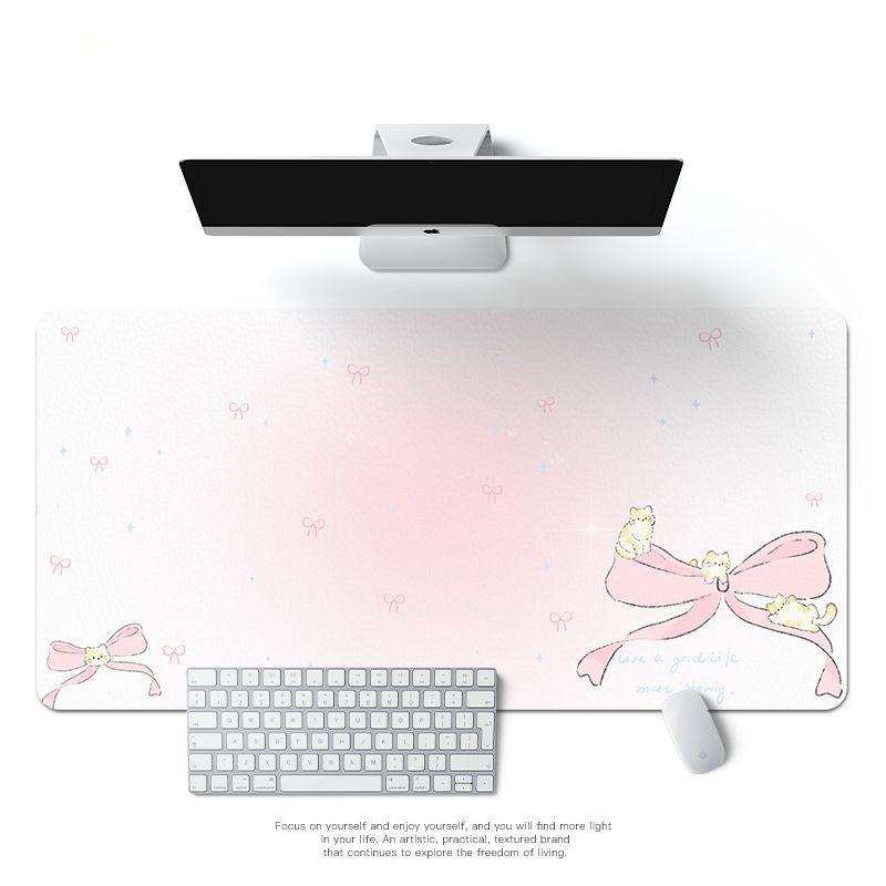 Extra Large Kawaii Desk Mouse Pad Cute Bear Cherry Print Non Slip Waterproof For Home Office Study Gaming