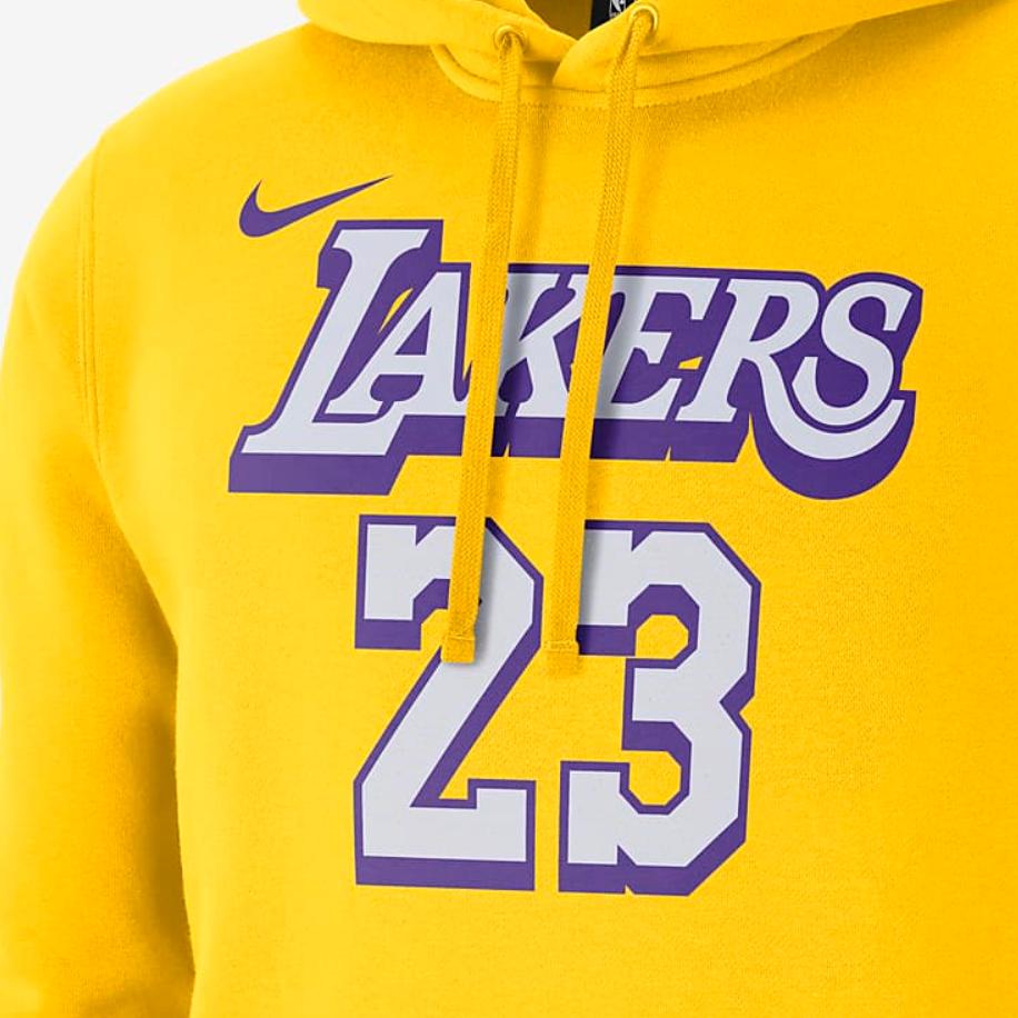 Nike Los Angeles Lakers LeBron James Sport Casual Pullover Hoodie Men Hoodie Yellow CJ9547-728