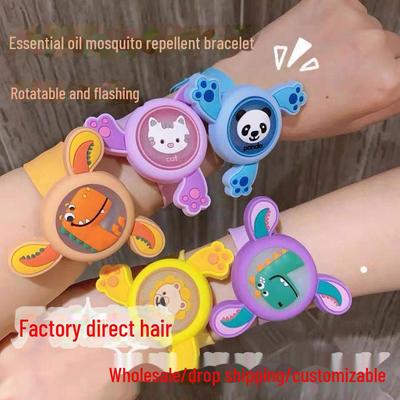 Pulsera Repelente de Mosquitos Flash de Dibujos Animados para Niños - Anti-Picaduras, Portátil y Banda Giratoria Luminosa