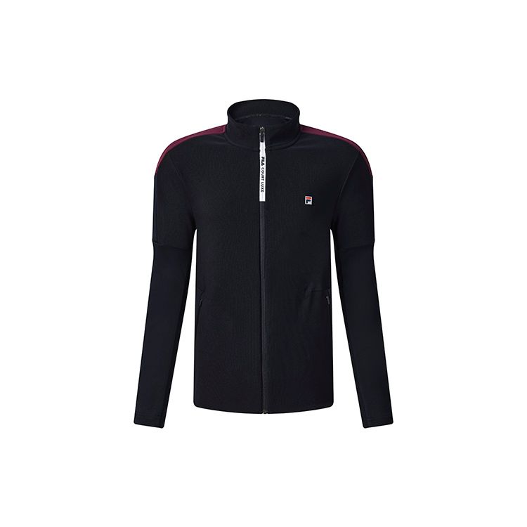 

FILA Athletics Basic Stand Collar Color Block Tennis Sports Knitted Long Sleeve Jacket Men jackets Dark-Blue A11M243503F-NV M