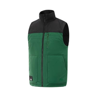 Sport Fashion Series Color Block Zipper Stand Collar Comfortable Breathable Versatile Down Vest Men Vest Green AMRU093-7