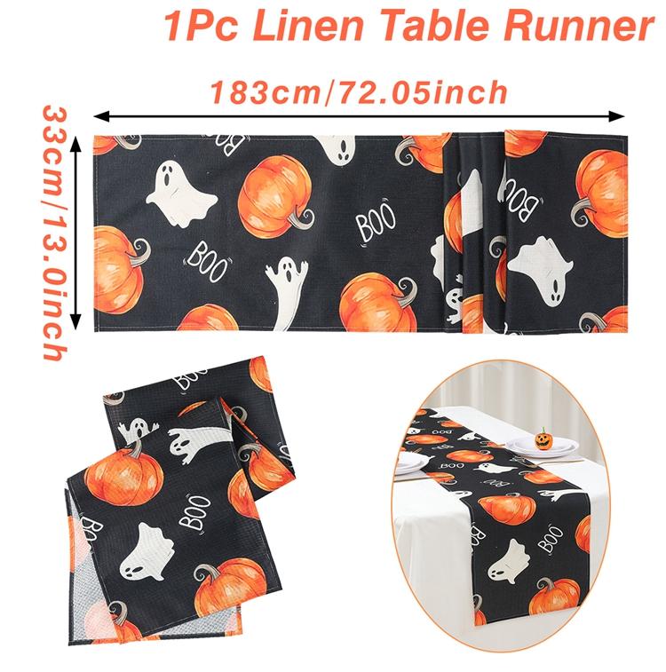 Льняная скатерть-дорожка на Хэллоуин, привидение, тыква, украшение для обеденного стола, жуткое покрытие для стола для Хэллоуинской вечеринки, ужина