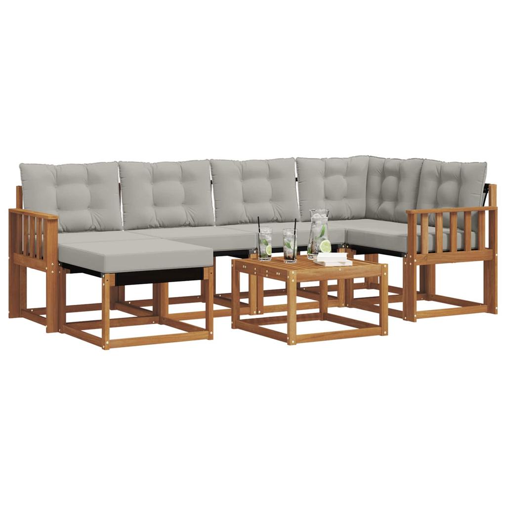 Outdoor Sofa Set with Cushions 7 pcs Natural and Light Grey