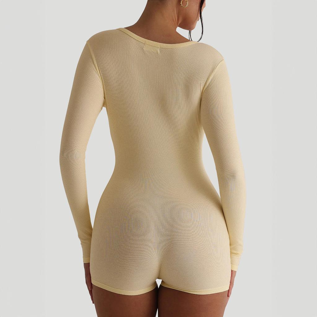 Yoga Fitness Long-sleeved Shorts Jumpsuit Women's 2025 Autumn and Winter