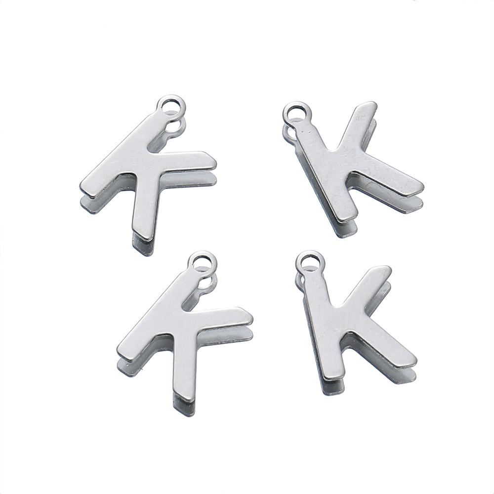 50 Stück Edelstahl 12mm Englische Buchstaben A-Z Anhänger für DIY Halsketten Schmuckherstellung Zubehör