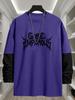 Men's Faux Layered Long Sleeve T-Shirt, Quick Dry Moisture Wicking Tops, Regular Fit for Food Truck Outdoor Snack Errands Daily Wear