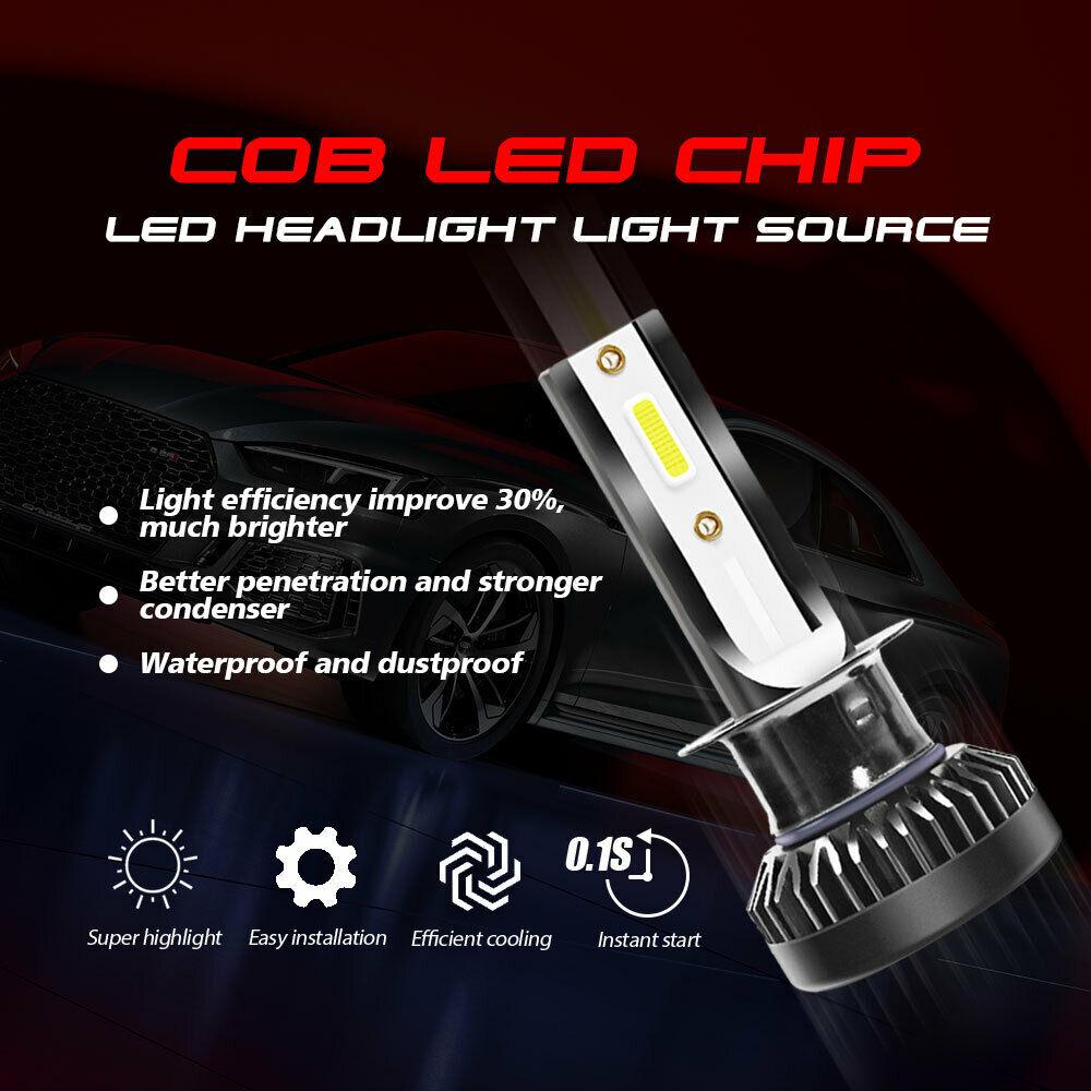 2Pcs H1 LED Headlight Bulbs Conversion 8000LM 6000K 80W White Hi/Lo Beam Lamps