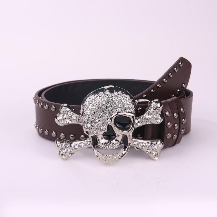 Original Dark Wind Punk Wind Snap Buckle Skull Button Head Belt Unisex Street Wind Rivet Belt Female