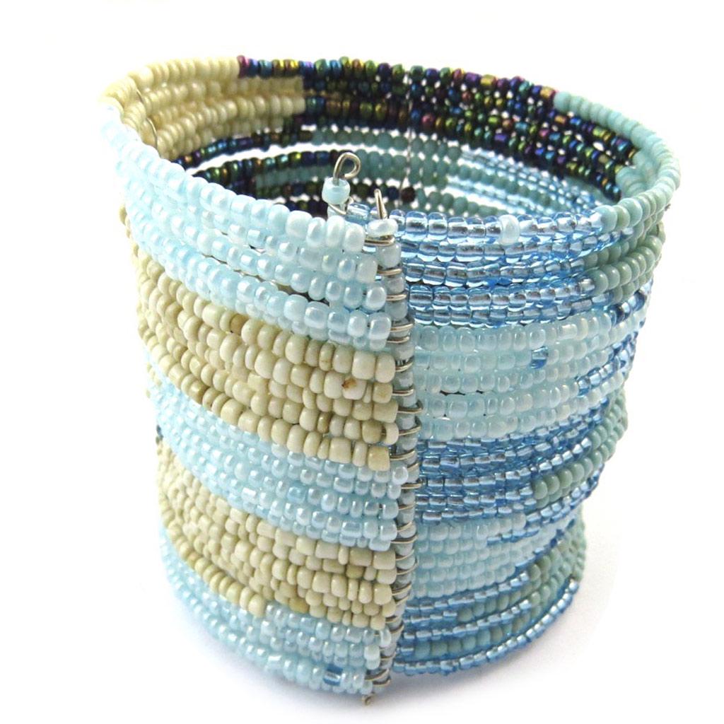 Les Trésors De Lily [N4634] - Designer Bracelet 'Katmandou' Blue Beige