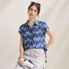 Zhaojun Damen Seidenbluse mit Print, kurzärmelig