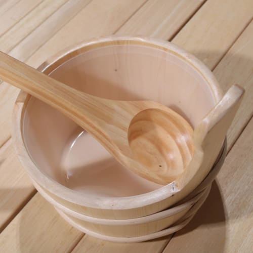 1pc Sauna Bucket Kit - Durable Wooden Bucket, Traditional Sauna Bucket Set | Cedar Sauna Bucket and Ladle with Handles, Wooden Sauna Accessory Kit for