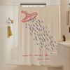 Korean Style Bathroom Shower Curtain Partition Anti-Mold Set No-Drill Waterproof Fabric Dry Wet Separation Bath Curtain
