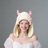 Japanese Popular Funny Devil Corner Crochet Knitted Beanie Hat Handmade Cute Long Ear Warm Cover Warm Wool Hat Spot
