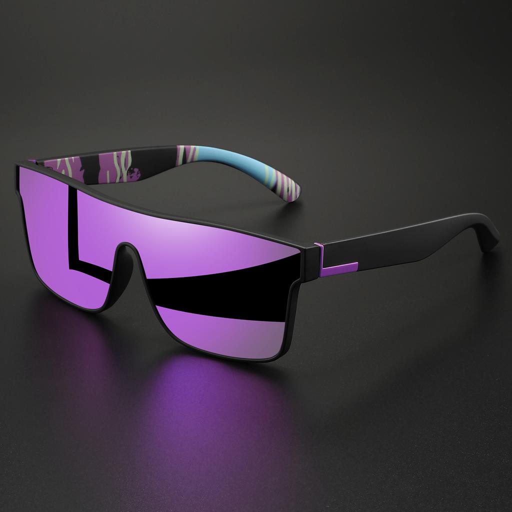Classic Colorful Square Sports Sunglasses - One-Piece Lens, UV400 Unisex Comfort Fit for Cycling, Travel, Outdoor & Daily Use