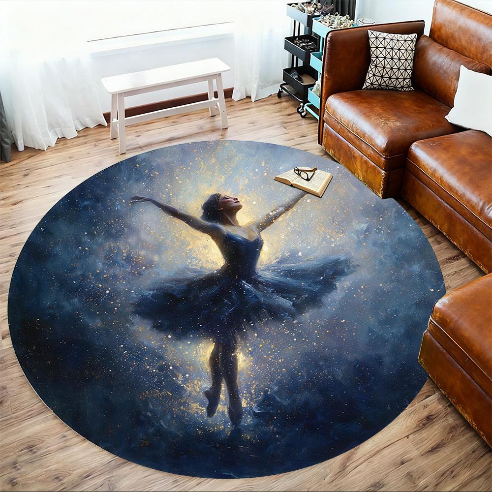1pc Dancer Galaxy Round Chair mat office Area Rug - Non-Slip, Floor Mat for Office, Bedroom, Ideal home decor gift c0112120