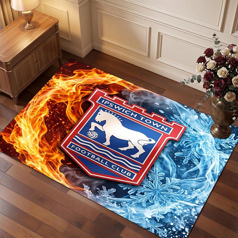 Tappeto in Velluto di Cristallo con Stampa Calcio Ipswich Town, Tappeto da Pavimento Interno Comodo Assorbente d'Acqua Antiscivolo