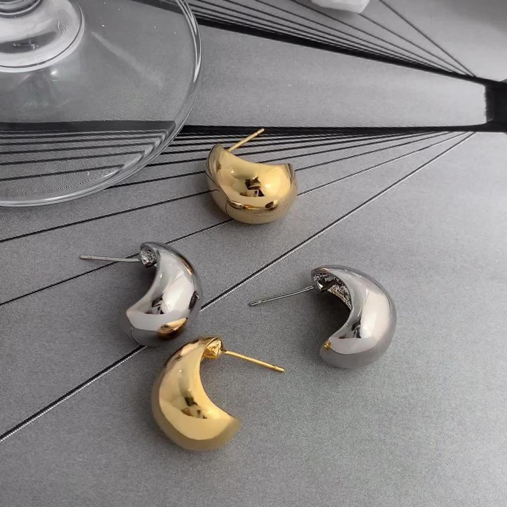 Korean Minimalist Gold-Plated Teardrop Stud Earrings - Eco-friendly Luxury Design