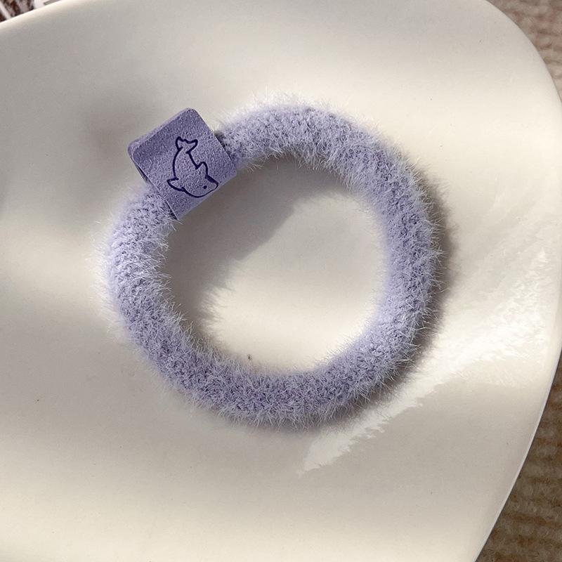 Autumn and Winter Plush Maillard Color Hair Rope Girl All-match Marine Belt Head Rope High Elasticity Basic Rubber Band Hair Ring