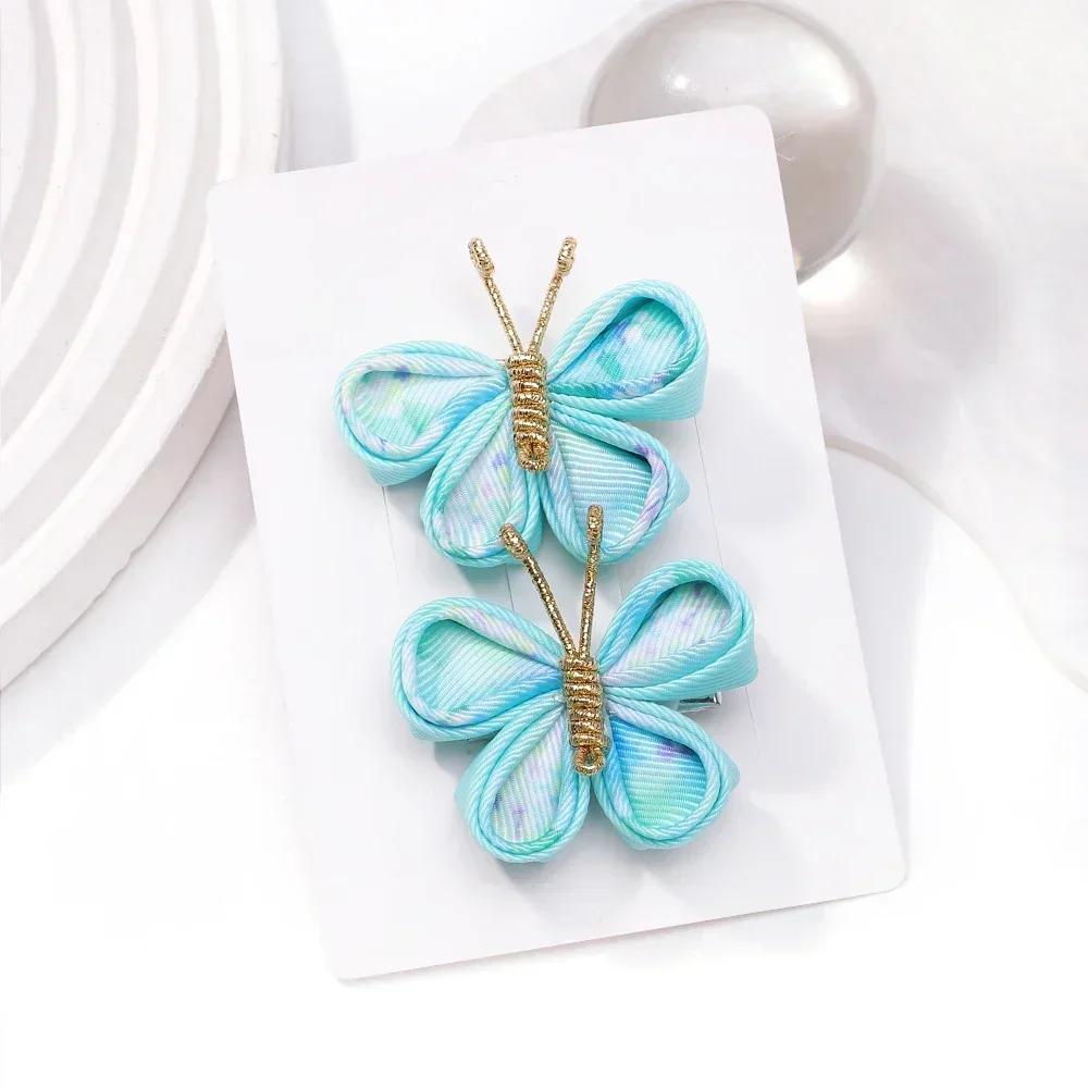 2pcs/lot Exquisite Bow Hairclips with Sequin Hair Bangs Hair Pins Girls Kniting Hairgripes Cute Barrettes Kids Hair Accessories