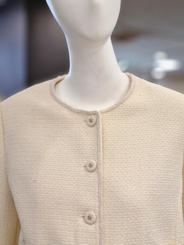 Women's Round Neck Pocket Tweed Jacket