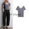 MD Summer New Product Women's Clothes American Slim-Fit Rib Knitting Mulberry Silk Blended T-shirt Tops 1293045