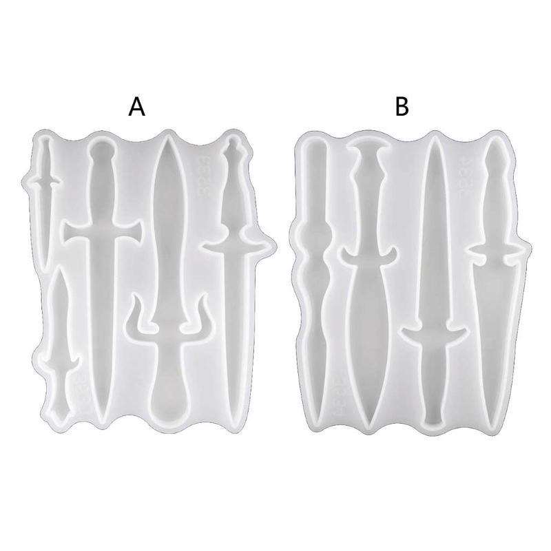 Messer Harzform Verschiedene Formen Schwert Dolch Silikon Epoxidform für Halloween Cosplay Schlüsselanhänger Dekoration DIY Gießen