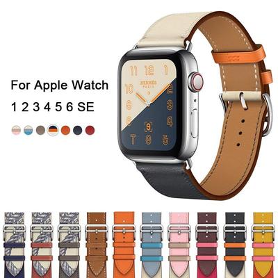 100% Genuine Cow Leather Loop Bracelet Belt Band For Apple Watch 6 SE 5 4 42MM 38MM 44MM 40MM Strap For iWatch 6 5 4 Wristband