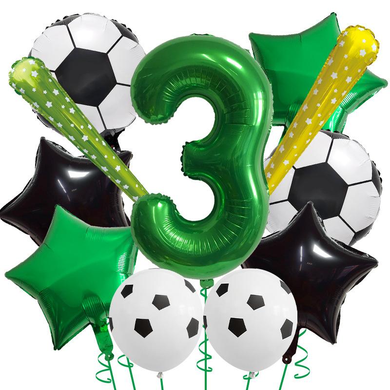 Competition Green Yin Football Series Aluminum Film Balloon Set Fuel Stick Sports Party Scene Arrangement Decorative Balloons