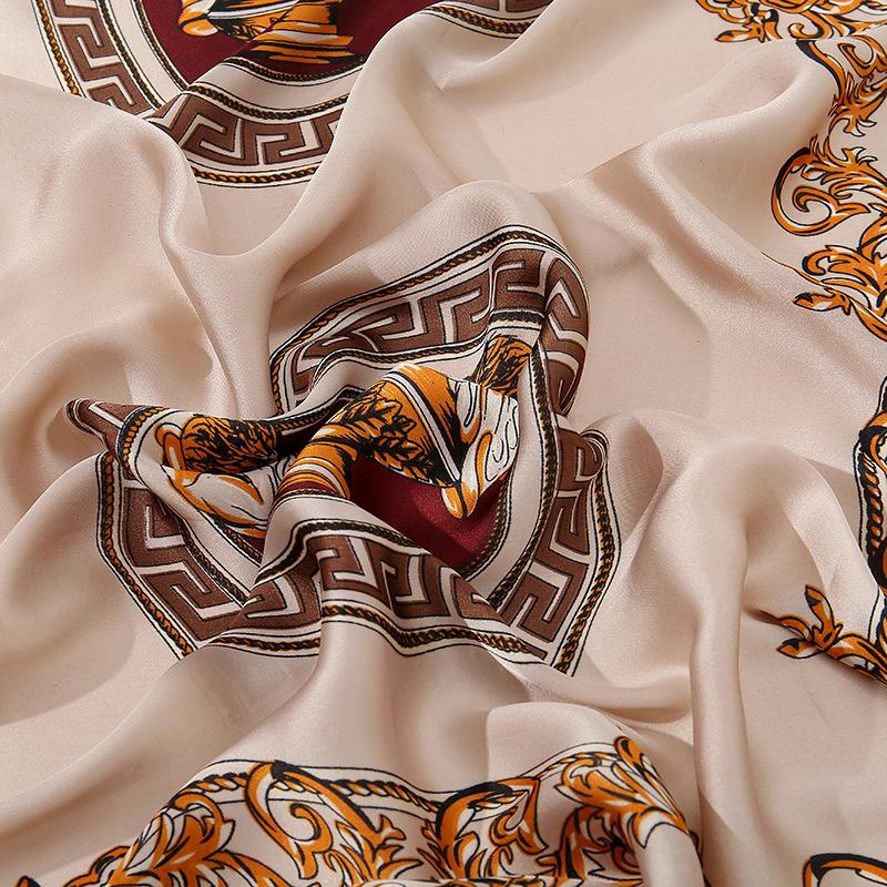 Fashion Belt Chain Printed Silk Scarf Travel Holiday Sun Protection Scarf Air-conditioning Room Decoration Shawl Gift