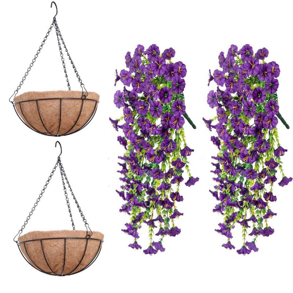 Artificial Morning Glory Flowers Vine UV Resistant Morning Glory Garden Decor Vines with Morning Glory Flowers for Outdoors фиолетовый