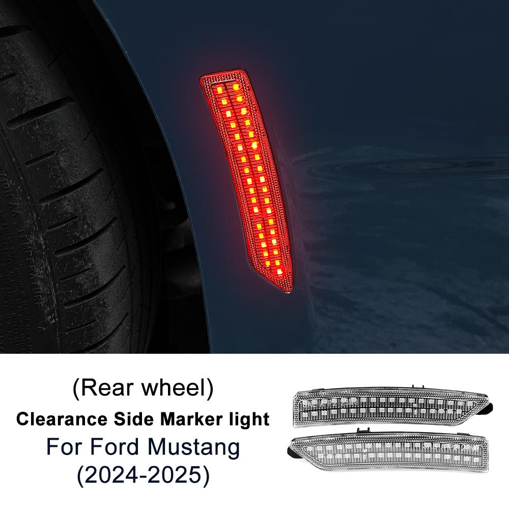 

For Ford Mustang GT Dark Horse EcoBoost 2025 2025 2026 USDM Car 2PCS Front Rear Lights Side Marker Light LED Sidemarker Lamp