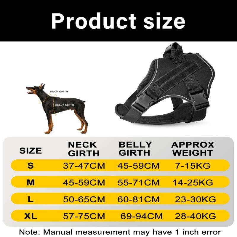 Dog Harness Soft Padded Dog Vest Tacticals Style Adjustable Strap  for Daily Walking Hiking and  Training