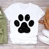 Women Printing Short Sleeve T-shirt  Paw Dog Pet  Casual Fashion Clothes  T Tee Top Print  Female Clothing Graphic T-shirt